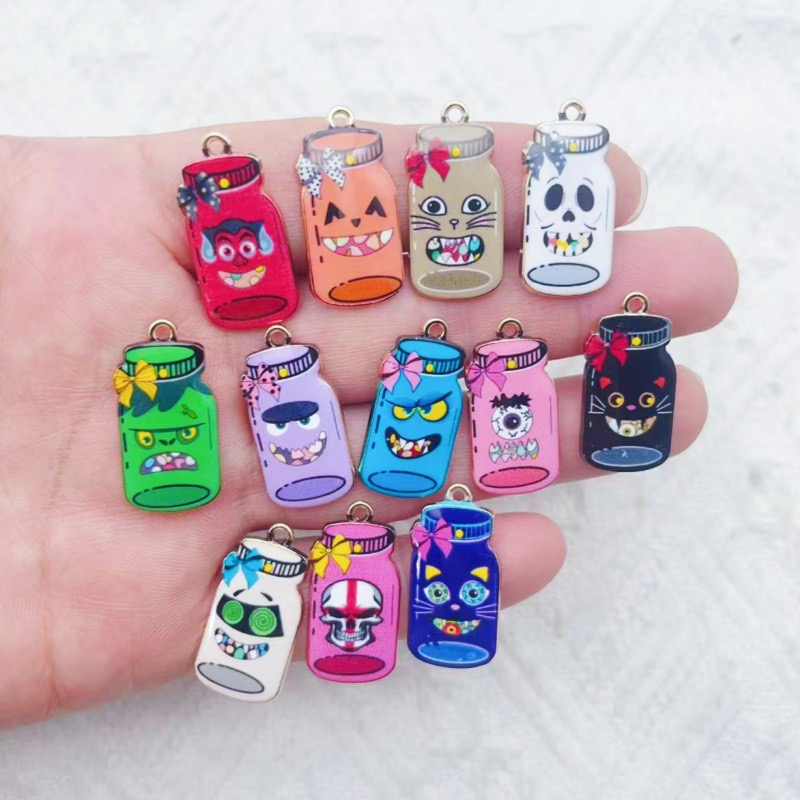 Jewelry Making Accessories - 12pcs alloy printed bottle pendant, DIY