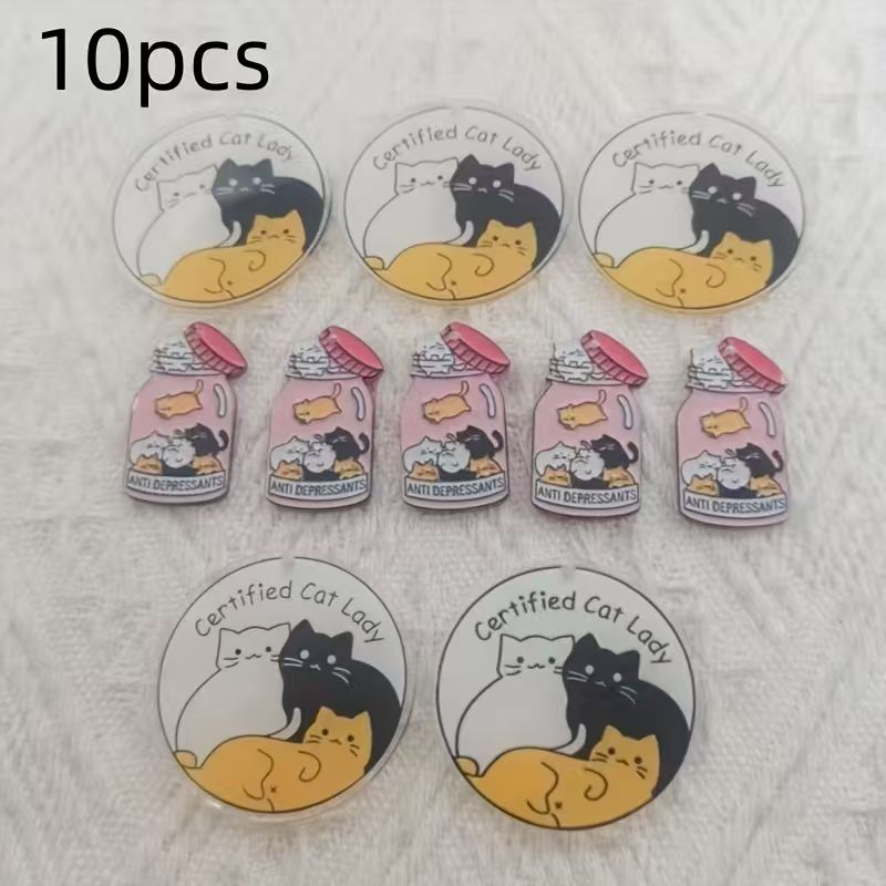 10pcs acrylic cute cat pendant - огляд і ціна Jewelry Making Accessories