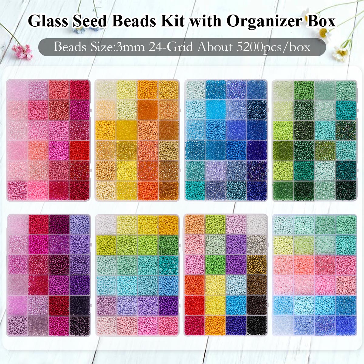 5200pcs 3mm Glass Seed Beads K - огляд і ціна Bead Organizer Tray