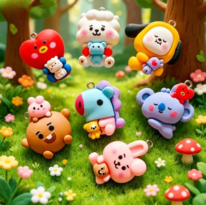 7pcs BT21 Resin Cartoon Charm  - огляд і ціна Jewelry Making With Resin